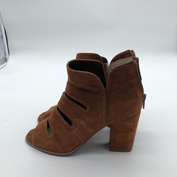 Seychelles Lagoon Heels Womens Size 8 Brown Shoes Leather Peep Toe Zip - Picture 8 of 8